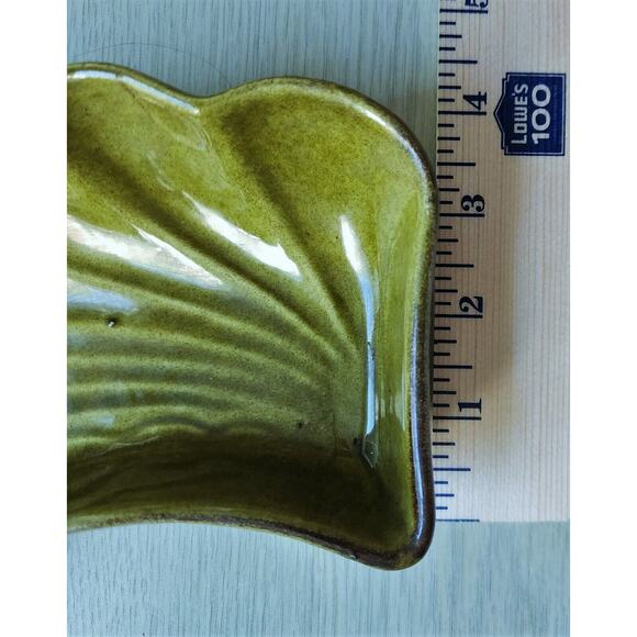 SERVING DISHES-LANE & CO. VAN NUYS, CA-MCM-Pottery-Green-Leaf Shaped-Set of 2 - Picture 8 of 8